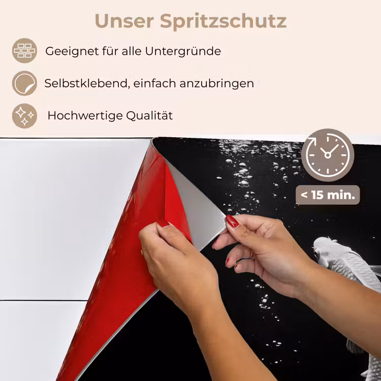 Spritzschutz Küche - Koi - Fisch - Weiß - Schwarz — 4