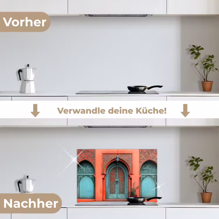 Spritzschutz Küche - Laterne - Tür - Türkis — 7