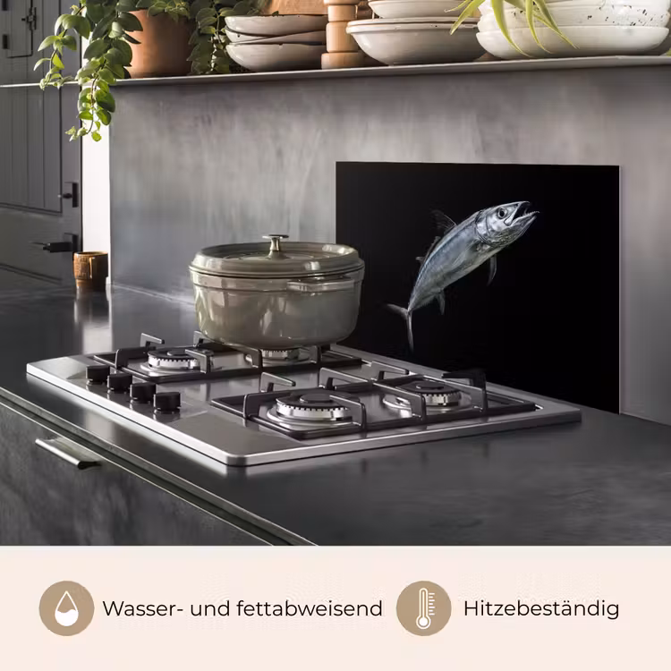 Spritzschutz Küche - Makrele - Fisch - Schwarz — 2