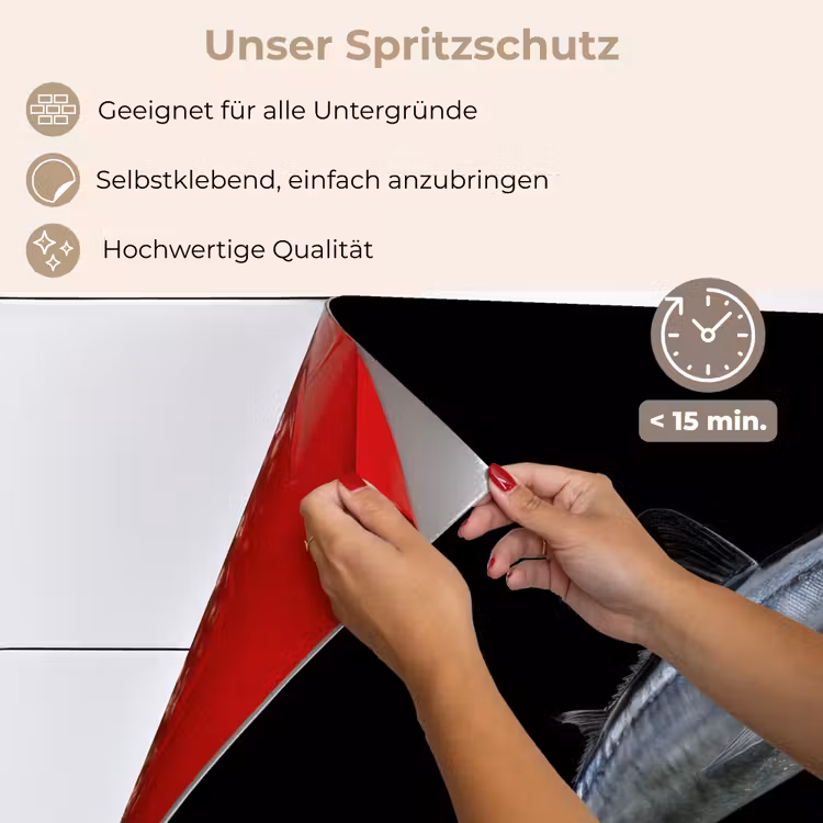 Spritzschutz Küche - Makrele - Fisch - Schwarz — 4