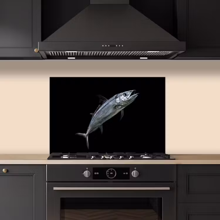 Spritzschutz Küche - Makrele - Fisch - Schwarz — 5