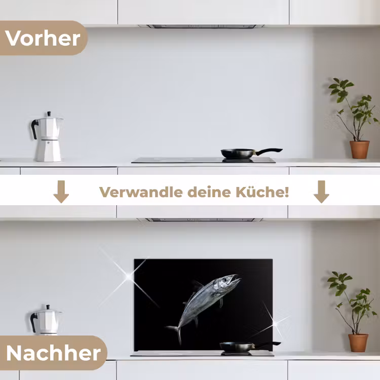 Spritzschutz Küche - Makrele - Fisch - Schwarz — 7