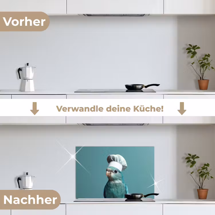 Spritzschutz Küche - Sittich - Vogel - Kochmütze - Niedlich — 7