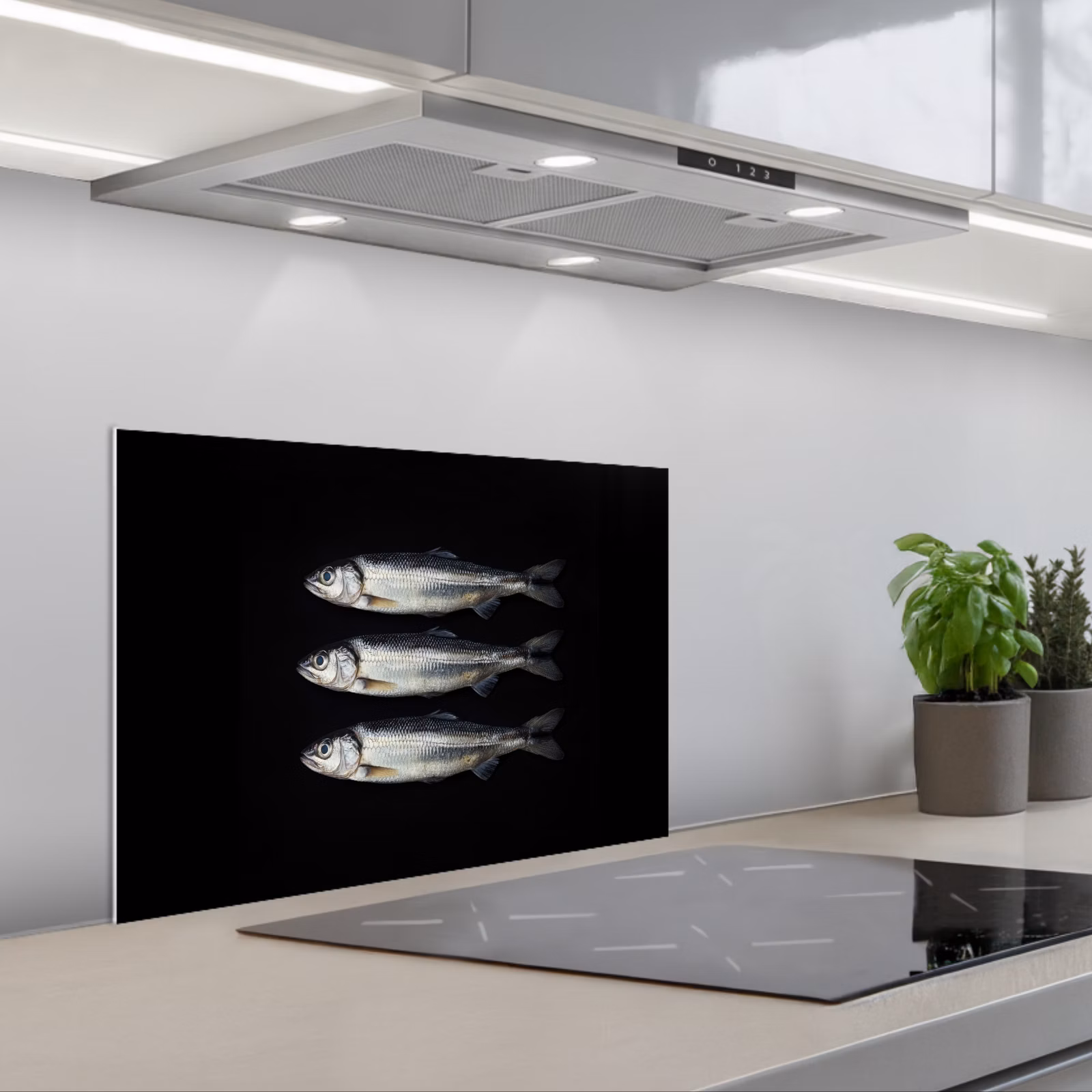Spritzschutz Küche - Hering - Fisch - Schwarz — 1