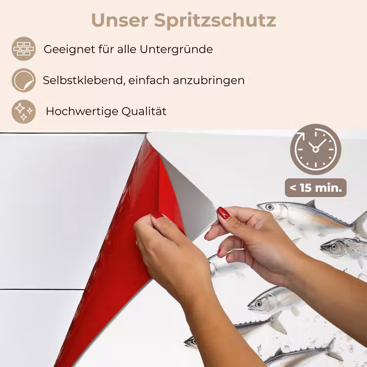Spritzschutz Küche - Fisch - Wasser - Weiß — 4