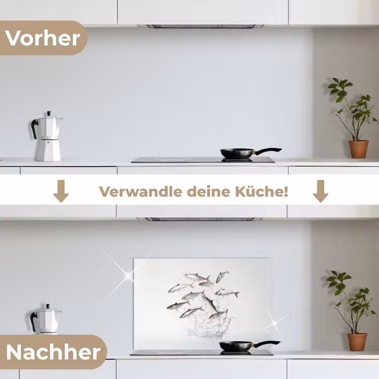 Spritzschutz Küche - Fisch - Wasser - Weiß — 7