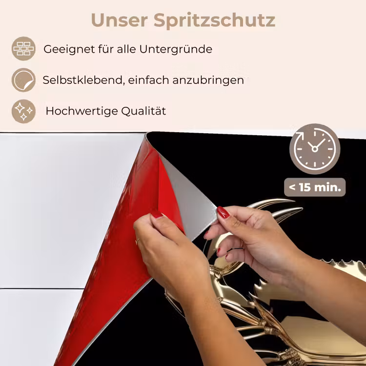 Spritzschutz Küche - Gold - Krabbe - Tiere - Schwarz — 4