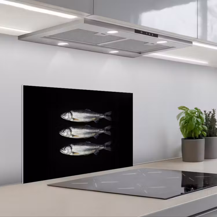 Spritzschutz Küche - Hering - Fisch - Schwarz — 1