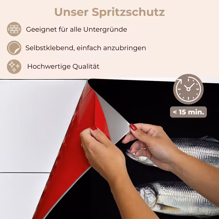Spritzschutz Küche - Hering - Fisch - Schwarz — 4