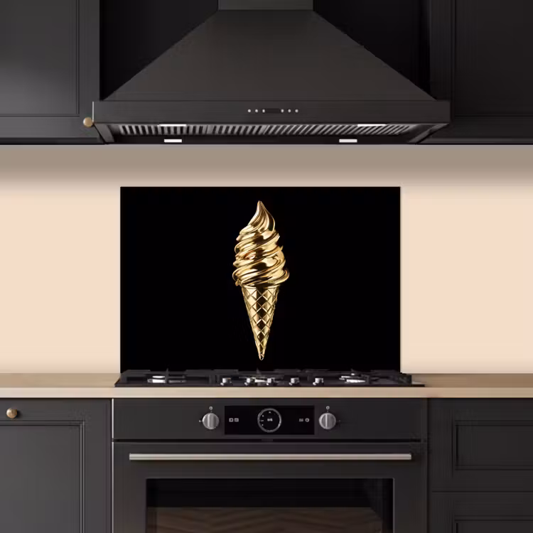 Spritzschutz Küche - Eiscreme - Gold - Schwarz - Lebensmittel — 5