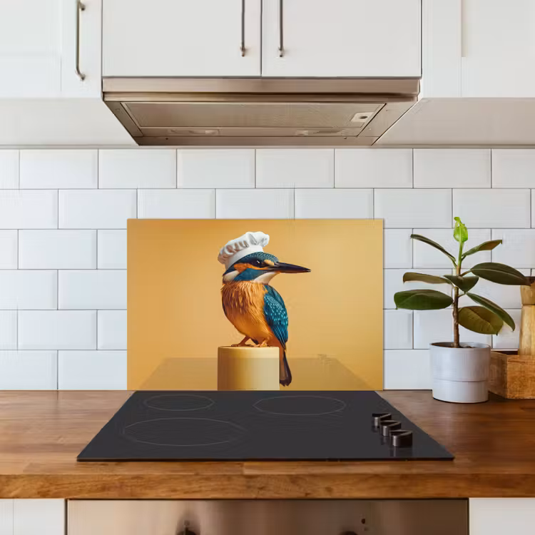 Spritzschutz Küche - Eisvogel - Säule - Kochmütze - Vogel — 3
