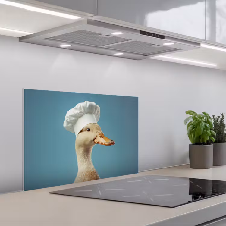 Spritzschutz Küche - Ente - Kochmütze - Niedlich - Vogel — 1