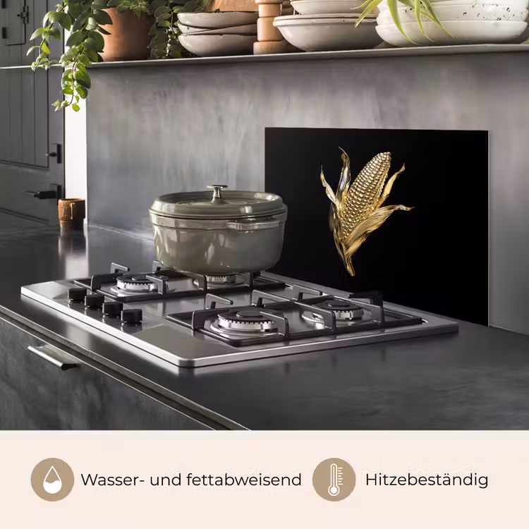 Spritzschutz Küche - Mais - Lebensmittel - Gold - Schwarz — 2
