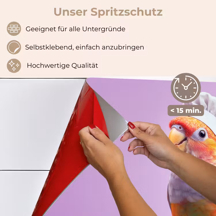 Spritzschutz Küche - Papagei - Kochmütze - Säule - Vogel — 4
