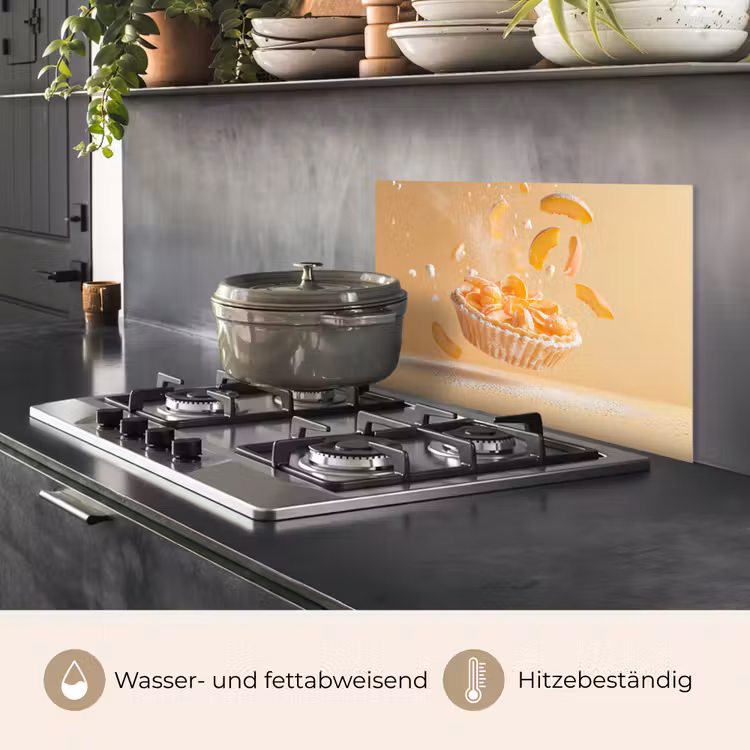 Spritzschutz Küche - Pfirsich - Essen - Torte - Orange — 2