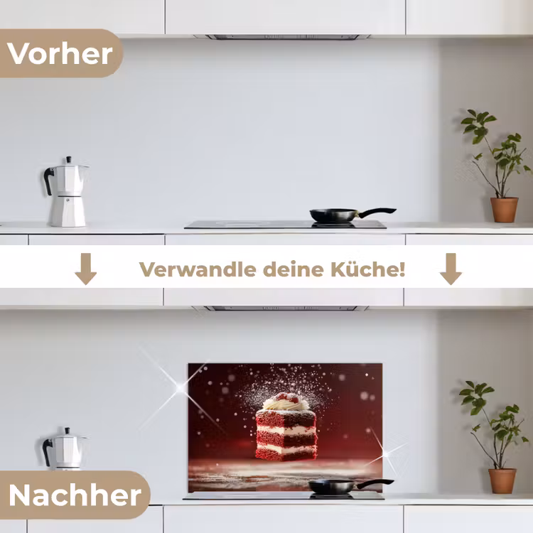 Spritzschutz Küche - Rot - Samt - Torte - Essen — 7