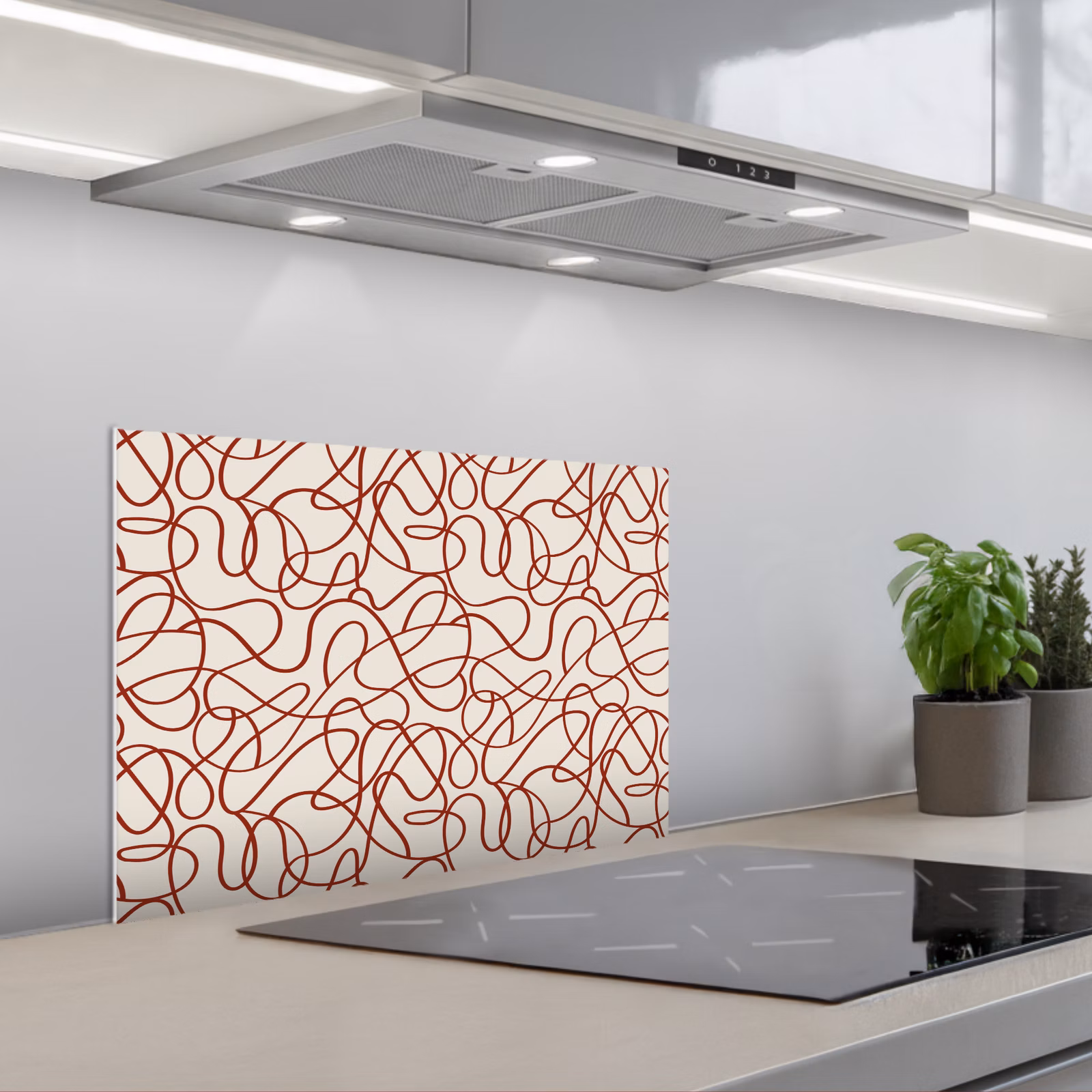 Spritzschutz Küche - Linien - Abstrakt - Rot - Beige — 1