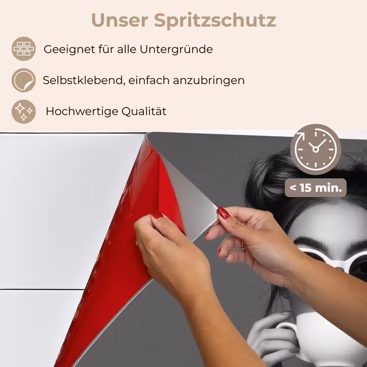 Spritzschutz Küche - Frau - Kaffee - Schwarz - Weiß — 4