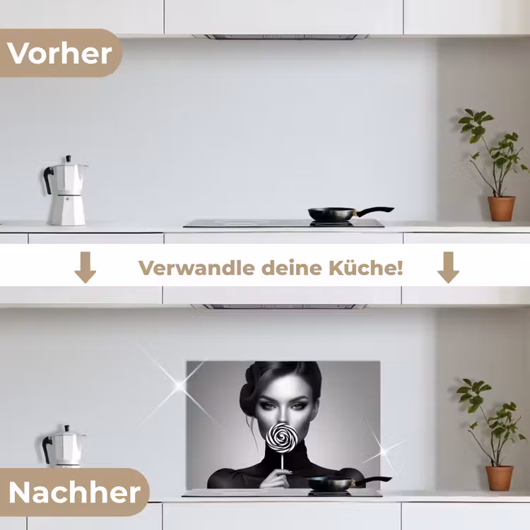 Spritzschutz Küche - Frau - Lolly - Schwarz — 7