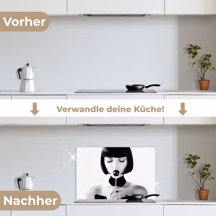 Spritzschutz Küche - Frau - Lolly - Schwarz - Weiß — 7