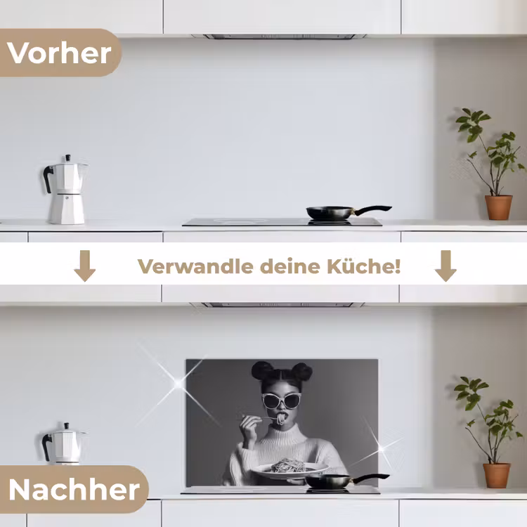 Spritzschutz Küche - Frau - Nudeln - Sonnenbrille — 7