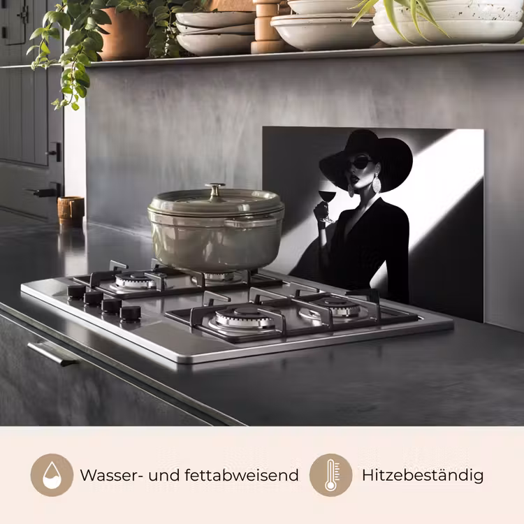Spritzschutz Küche - Frau - Wein - Chic — 2