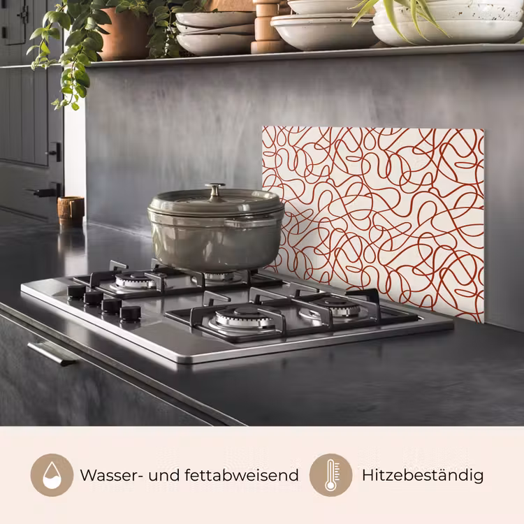 Spritzschutz Küche - Linien - Abstrakt - Rot - Beige — 2