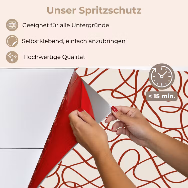 Spritzschutz Küche - Linien - Abstrakt - Rot - Beige — 4
