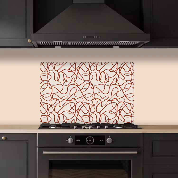 Spritzschutz Küche - Linien - Abstrakt - Rot - Beige — 5