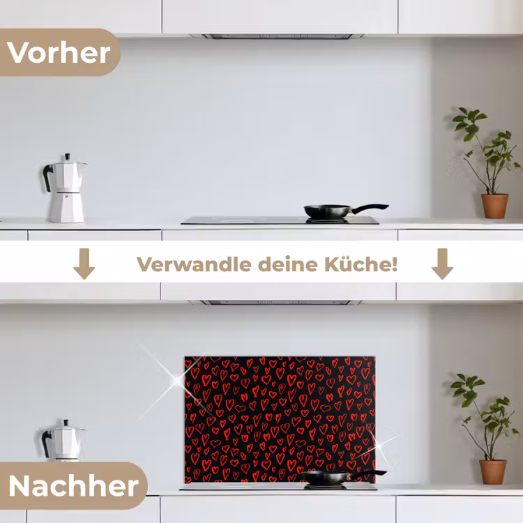 Spritzschutz Küche - Schwarz - Herzen - Rot — 7