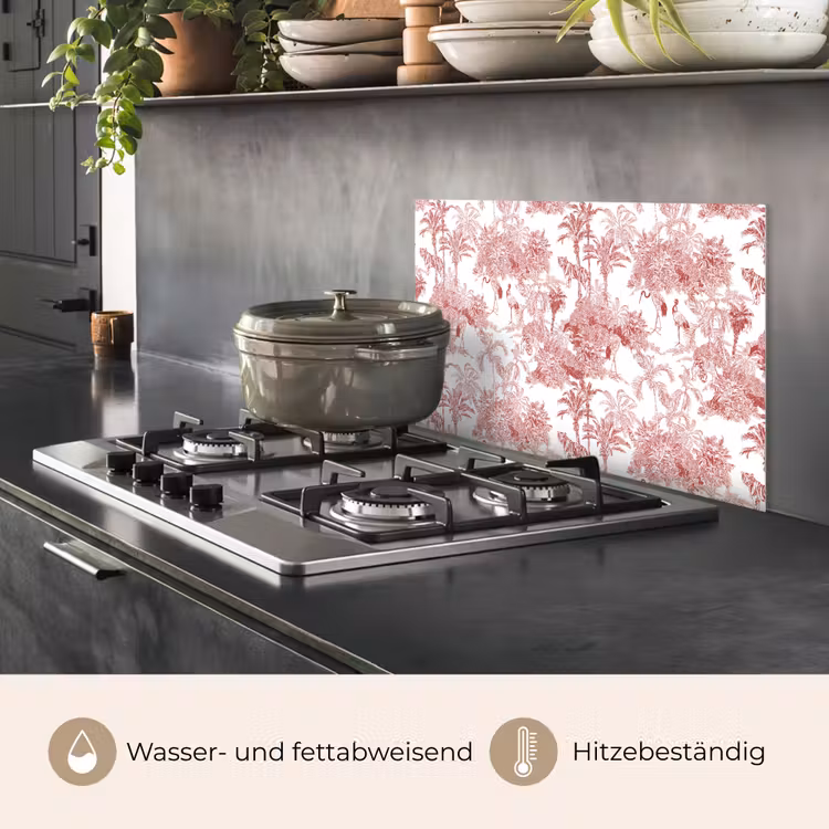 Spritzschutz Küche - Tiger - Dschungel - Natur - Rot — 2
