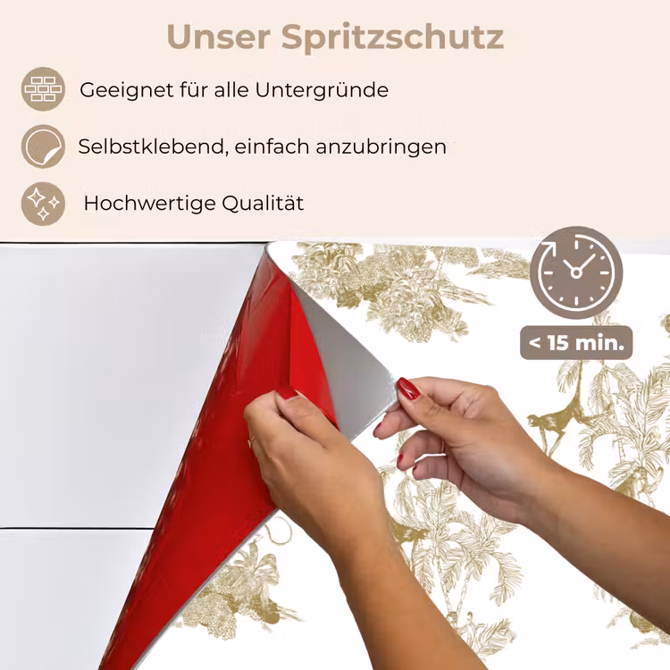 Spritzschutz Küche - Weiß - Affe - Beige — 4