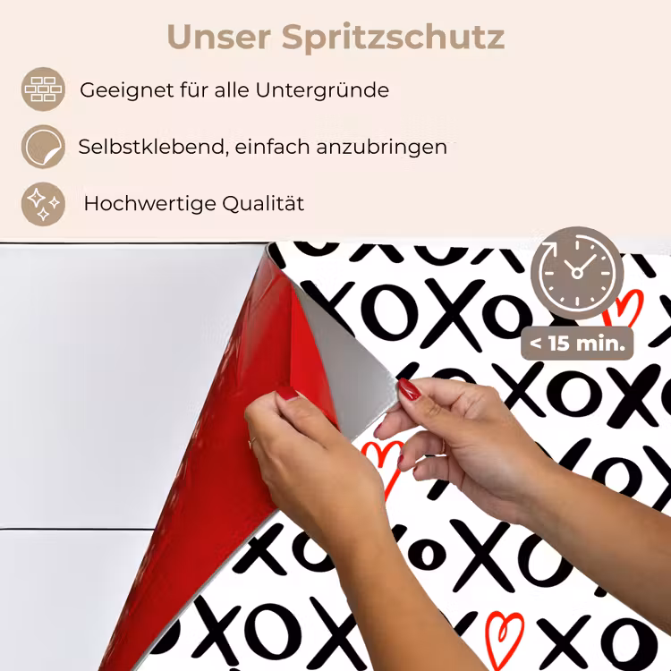 Spritzschutz Küche - Zeichen - Herzen - Rot — 4