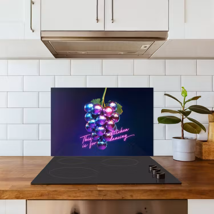 Spritzschutz Küche - Zitat - Neon - Disco - Weintrauben — 3