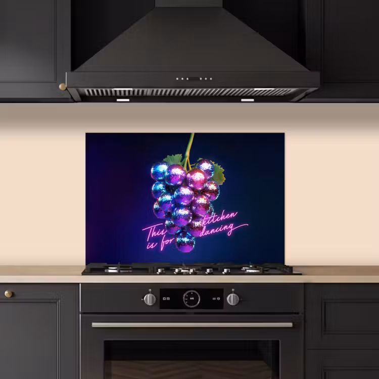 Spritzschutz Küche - Zitat - Neon - Disco - Weintrauben — 5
