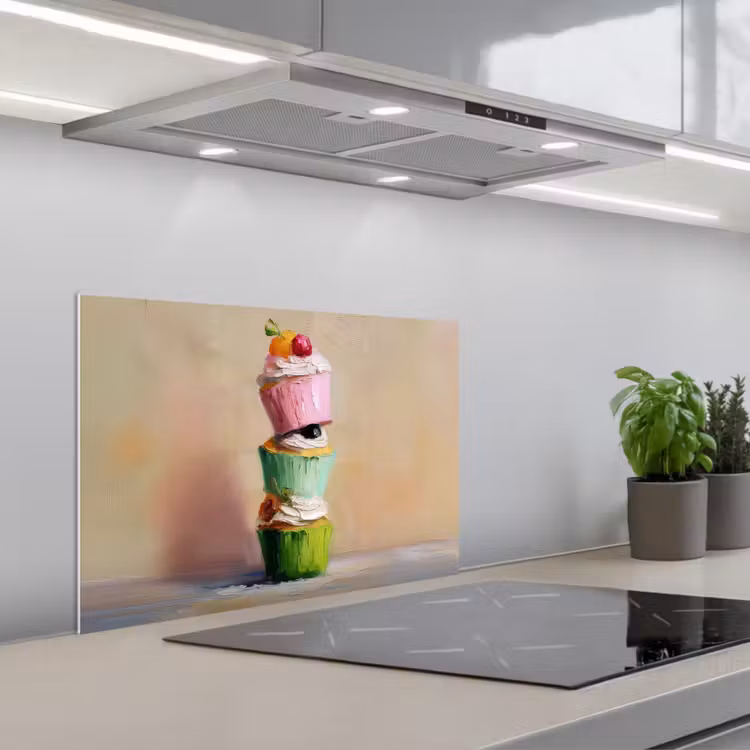 Spritzschutz Küche - Cupcakes - Gestapelt - Bunt - Obst — 1