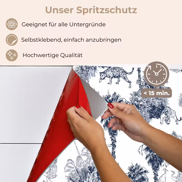 Spritzschutz Küche - Dschungel - Bepflanzung - Blau — 4