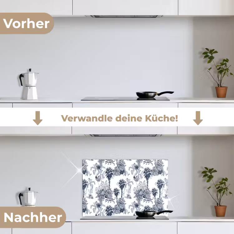 Spritzschutz Küche - Dschungel - Bepflanzung - Blau — 7
