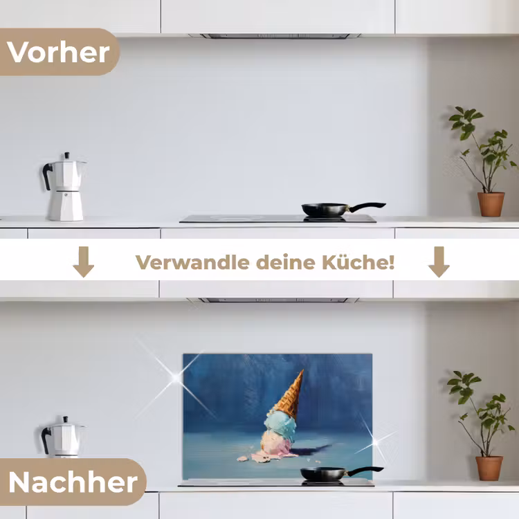 Spritzschutz Küche - Eiswaffel - Kugeln - Schmelzen - Rosa — 7