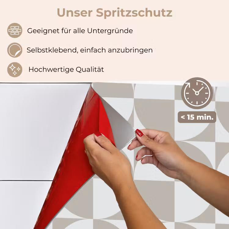 Spritzschutz Küche - Hellgrau - Weiß - Quadratisch - Rund — 4