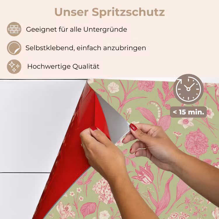 Spritzschutz Küche - Klassisch - Rosa - Minze — 4