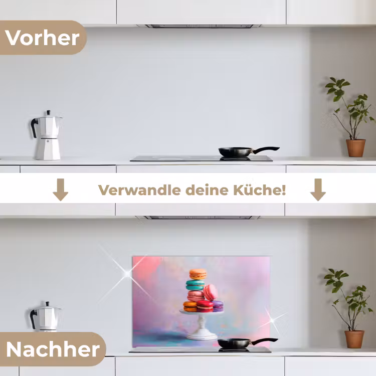 Spritzschutz Küche - Makronen - Schale - Pastell - Farbenfroh — 7