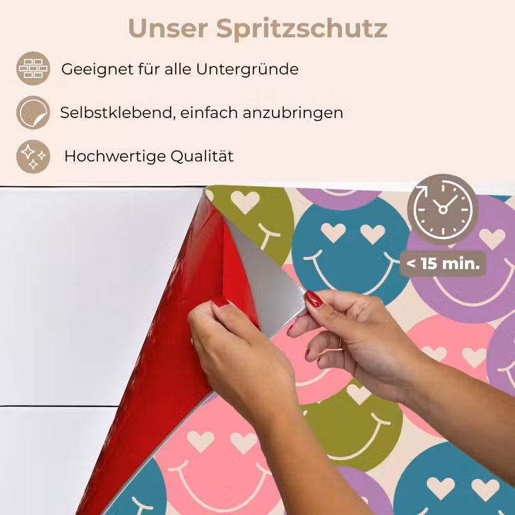 Spritzschutz Küche - Muster - Smiley - Bunt - Herzen — 4