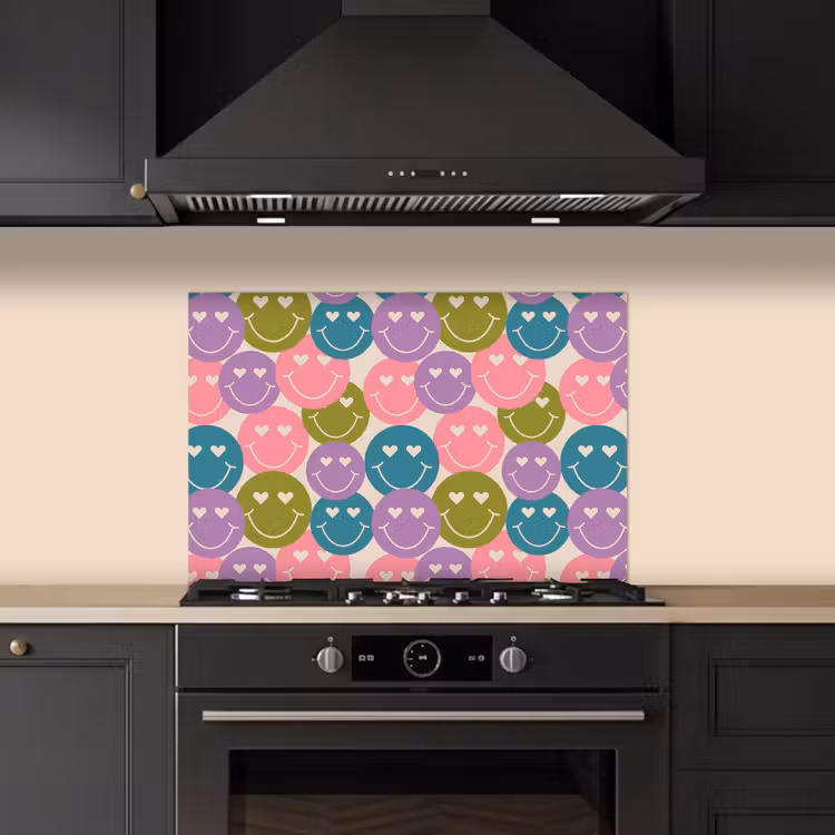 Spritzschutz Küche - Muster - Smiley - Bunt - Herzen — 5