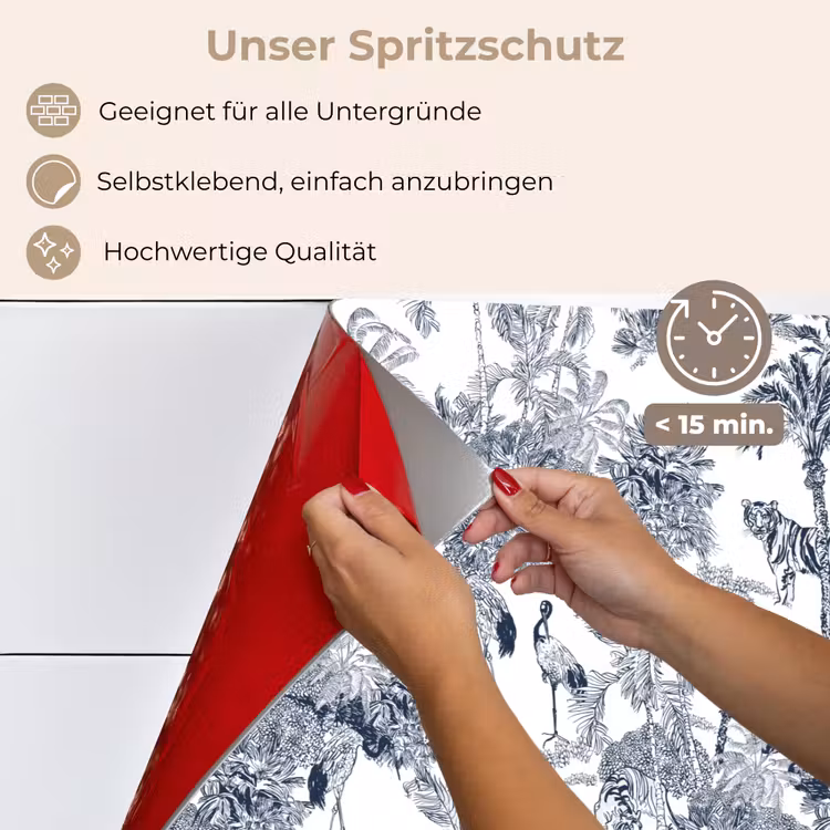 Spritzschutz Küche - Palmen - Dschungel - Abstrakt - Blau — 4