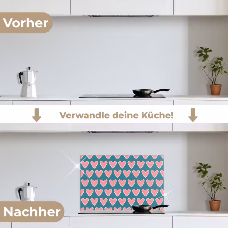 Spritzschutz Küche - Retro - Herzen - Muster — 7