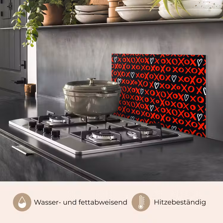 Spritzschutz Küche - Schwarz - Rot - Kontrast - Liebe — 2