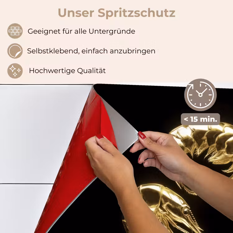 Spritzschutz Küche - Shrimps - Schwarz - Gold - Tiere — 4