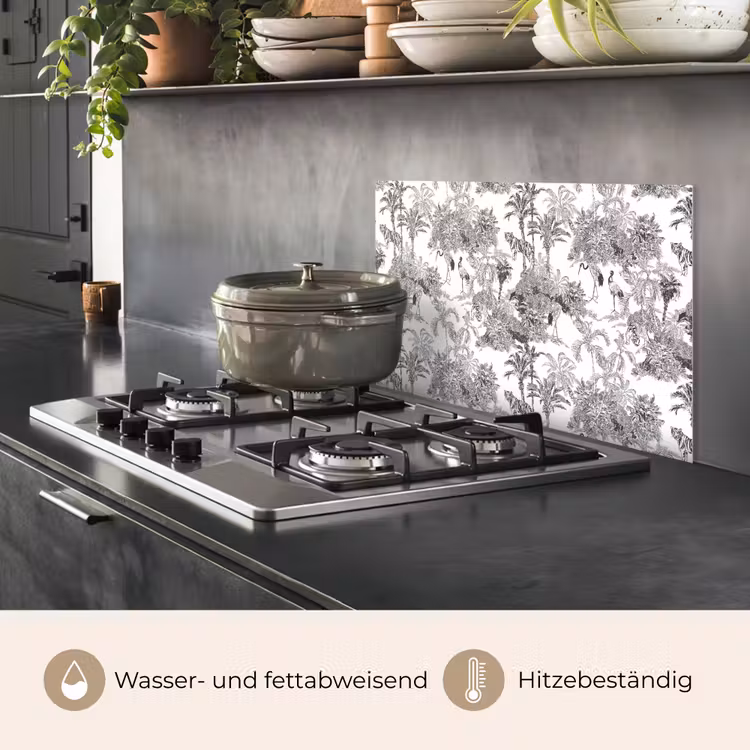 Spritzschutz Küche - Tiger - Dschungel - Muster - Grau — 2