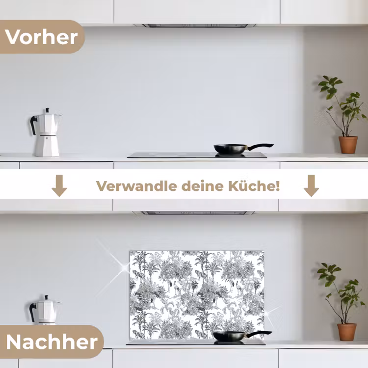 Spritzschutz Küche - Tiger - Dschungel - Muster - Grau — 7